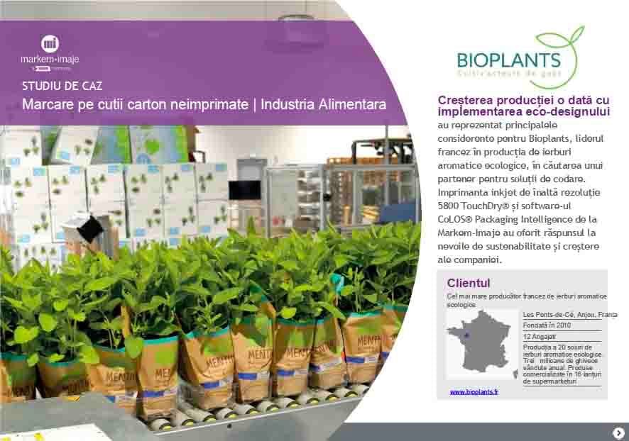 Bioplants — studiu de caz trasabilitate si conformitate marcare cutii Markem-Imaje