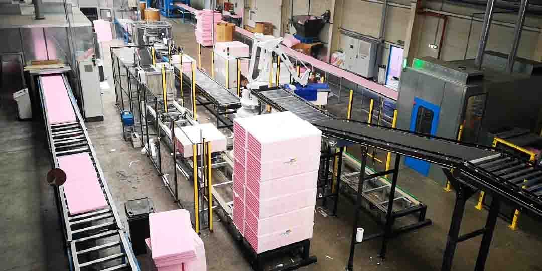 Paletizare cu robot industrial ABB industria constructiilor