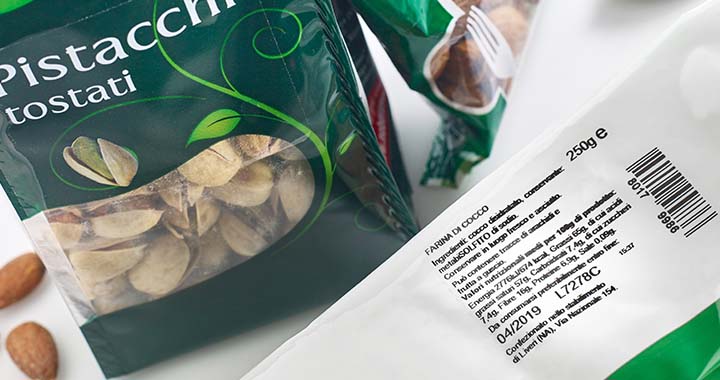 Marcare TTO in format larg cu ingrediente si tabel nutritional tiparite pe ambalaj flexibil