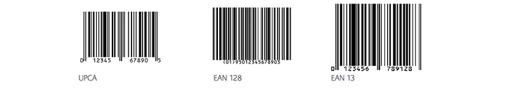 Mostre de coduri de bare 1D marcate TTO: UPCA, EAN 128 si EAN 13, create in CoLOS