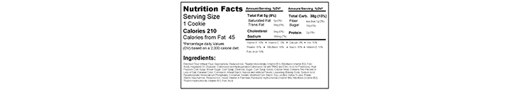Tabel nutritional si lista de ingrediente marcate TTO in format larg, create in CoLOS