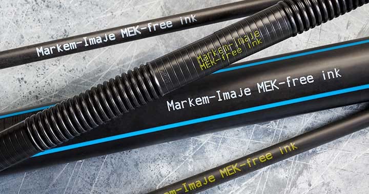 Marcare inkjet CIJ continua pe cablu si teava in extrudere, contrast pe substraturi PVC si PE