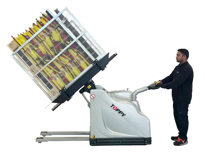 Schimbator de paleti in functiune